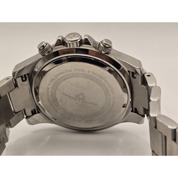 Swiss Legend Stainless Steel Chrinograpgh Men's Watch. 6.75" Band. - Picture 12 of 14